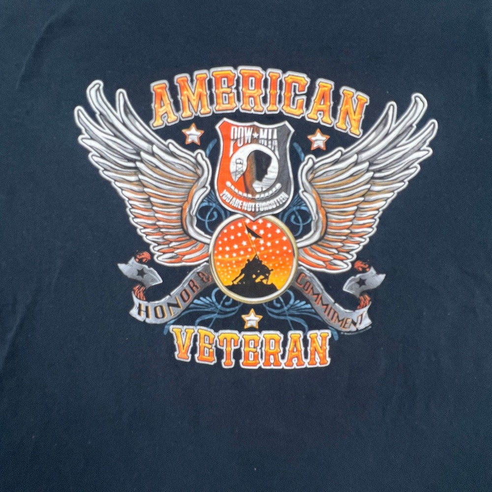 American Veteran POW-MIA VFW Gildan T-Shirt Mens XL Black Minnesota Graphic Tee